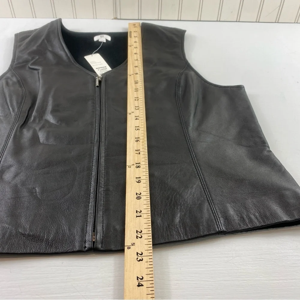 Apt. 9 Women’s Black Lambskin Leather Full‎ Zip Vest Sz XL
